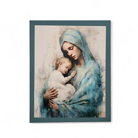 Meryem Ana ve Bebek İsa Ahşap Dekor