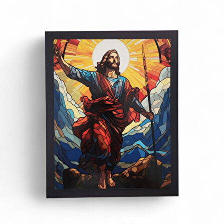 İsa İlahi Zafer Vitray Ahşap Dekor