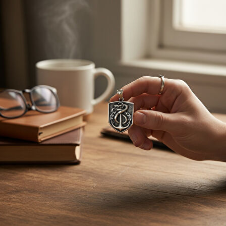 Yılanlı Denizci Çelik Kolye Ucu