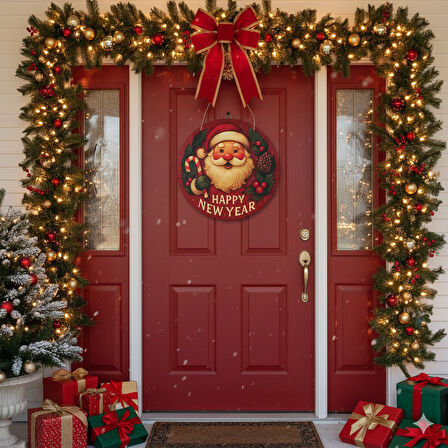 Noel Baba Kapı ve Duvar Süsü Happy New Year