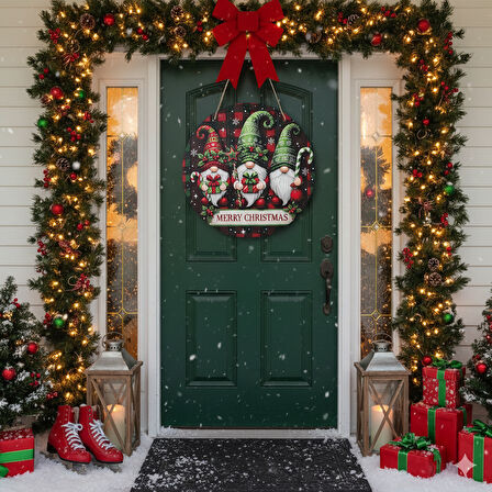 Yılbaşı Cüceleri Kapı ve Duvar Süsü Merry Christmas 2