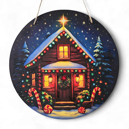 Baston Şekerli Yeni Yıl Evi Kapı ve Duvar Süsü