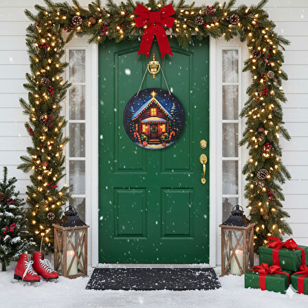 Baston Şekerli Yeni Yıl Evi Kapı ve Duvar Süsü