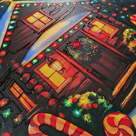 Baston Şekerli Yeni Yıl Evi Kapı ve Duvar Süsü