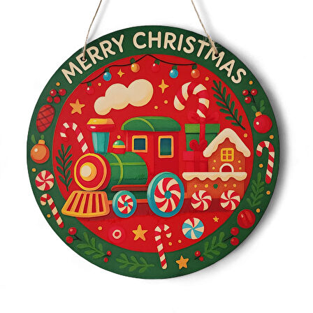 Şeker Treni Yeni Yıl Evi Kapı ve Duvar Süsü