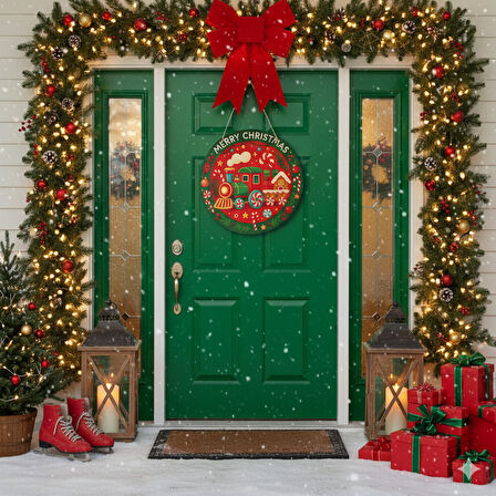 Şeker Treni Yeni Yıl Evi Kapı ve Duvar Süsü