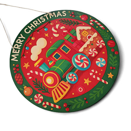 Şeker Treni Yeni Yıl Evi Kapı ve Duvar Süsü