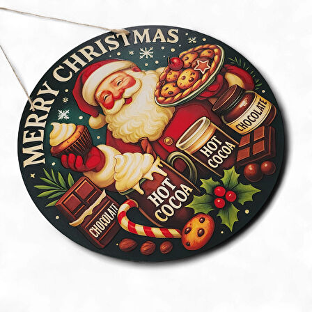 Noel Baba Kapı ve Duvar Süsü Sıcak Çikolata