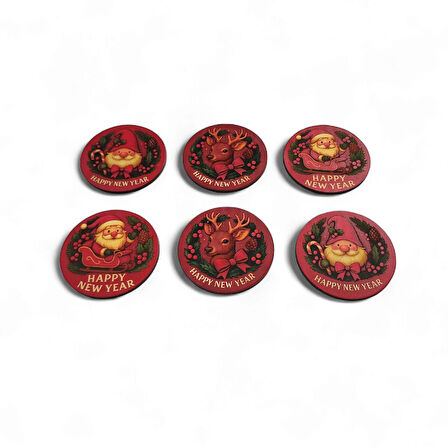 Noel Yeni Yıl Bardak Altlığı 6 adet