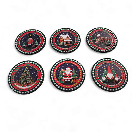 Yılbaşı Bardak Altlığı 6 Adet