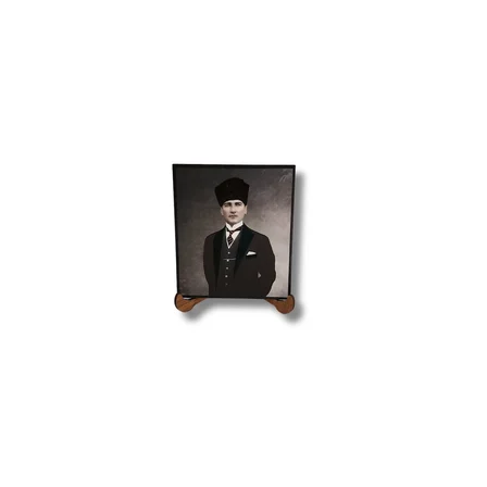 Atatürk Masaüstü Ahşap Tablo - Kabartmalı Baskı Şık Hediyelik 10x12 cm No 1