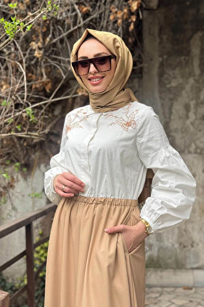 KAYRA Elbise KA-B25-23006 Bej