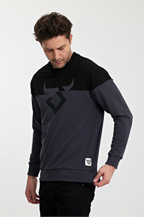 Twobull HELSİNKİ Erkek  Siyah / Füme Sweatshirt