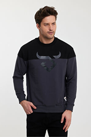 Twobull HELSİNKİ Erkek  Siyah / Füme Sweatshirt