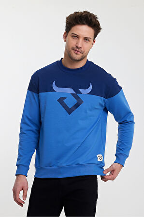 Twobull HELSİNKİ Erkek  Lacivert / Mavi Sweatshirt