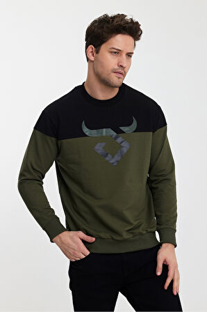 Twobull HELSİNKİ Erkek  Siyah / Haki Sweatshirt