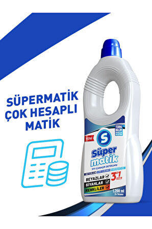 3'ü 1 Arada %100 Yerli Üretim Sıvı Çamaşır Deterjanı 1200 ml