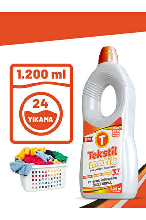 Ev Tekstili 3'ü 1 Arada Sıvı Vegan Çamaşır Deterjanı 1200 ml