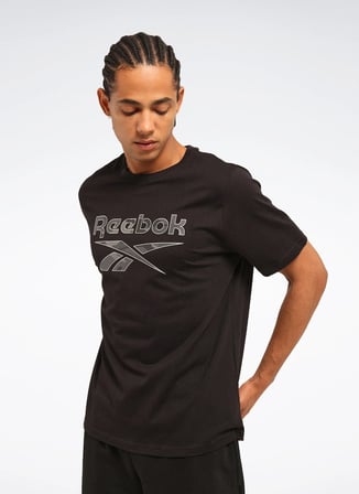 Reebok LC 9012 NEW ID CAMO TEE Siyah Yuvarlak Yaka Regular Fit Baskılı Erkek T-Shirt