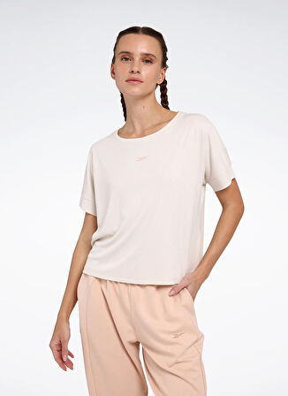 Reebok LC 9045 RELA TEE Bej Yuvarlak Yaka Regular Fit Düz Kadın T-Shirt