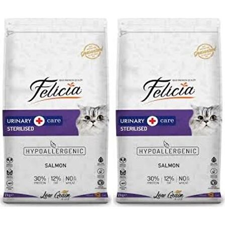 Felicia 2 Adet Adult Cat Light & Sterilised Somonlu Kısır Yetişkin Kedi Maması 2 kg x 2 = 4 kg