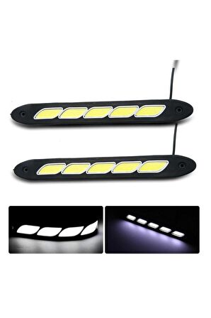 Ayarlanabilir Esnek 5 Cob Led Su Geçirmez Gündüz Ledi Beyaz Drl Farı Dc 12v Uyumlu