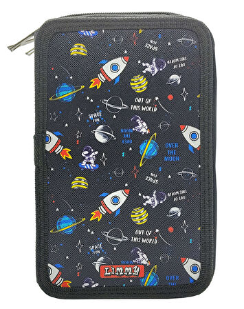 XL Jumbo Model Astronot Kalem Kutusu Organizer Kalemkutu 3 Bölmeli Kalemlik Siyah