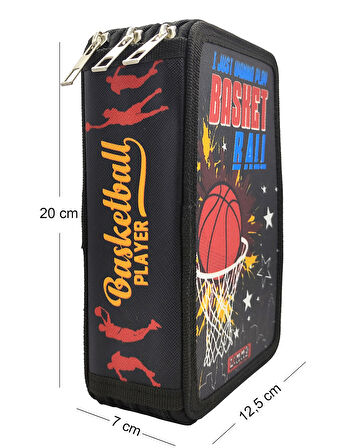 XL Jumbo Model Basketbol Kalem Kutusu Organizer Kalemkutu 3 Bölmeli Kalemlik Siyah