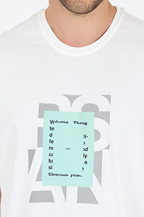 %100 Pamuk Bisiklet Yaka Baskılı Rahat Kesim, Nefes Alabilir Kumaş Erkek Tişört Basic Tişört 0102