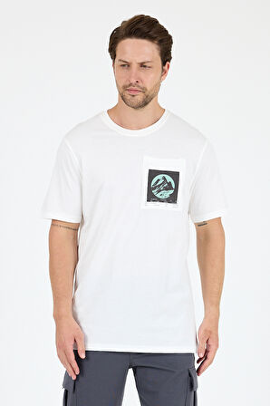 Erkek %100 Pamuk Cep Detaylı Baskılı Tişört – Bisiklet Yaka, Yazlık Model Erkek T-Shirt 0105