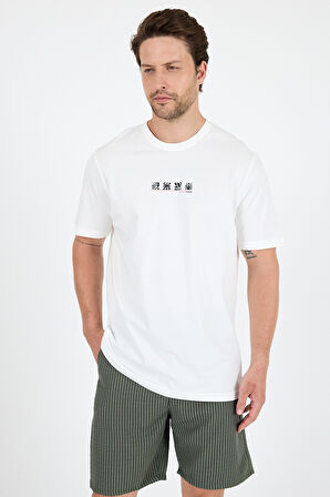 Erkek %100 Pamuk Bisiklet Yaka Kısa Kollu Baskılı T-Shirt  Rahat ve Şık Günlük Tişört 0106