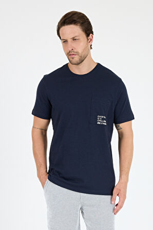 %100 Pamuk Sıfır Yaka Baskılı Rahat Kesim, Nefes Alabilir Kumaş Erkek Tişört Basic Tişört 0068