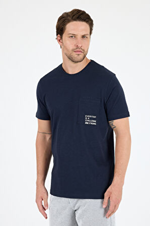 %100 Pamuk Sıfır Yaka Baskılı Rahat Kesim, Nefes Alabilir Kumaş Erkek Tişört Basic Tişört 0068