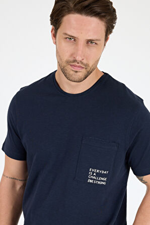 %100 Pamuk Sıfır Yaka Baskılı Rahat Kesim, Nefes Alabilir Kumaş Erkek Tişört Basic Tişört 0068