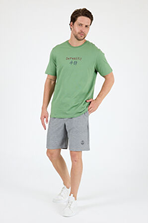 %100 Pamuk Bisiklet Yaka Baskılı Rahat Kesim, Nefes Alabilir Kumaş Erkek Tişört Basic Tişört 0104