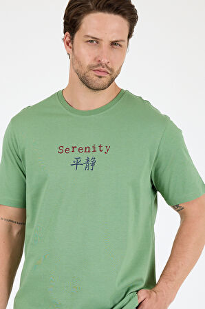 %100 Pamuk Bisiklet Yaka Baskılı Rahat Kesim, Nefes Alabilir Kumaş Erkek Tişört Basic Tişört 0104