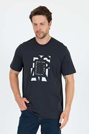 %100 Pamuk Bisiklet Yaka Baskılı Rahat Kesim, Nefes Alabilir Kumaş Erkek Tişört Basic Tişört 0102