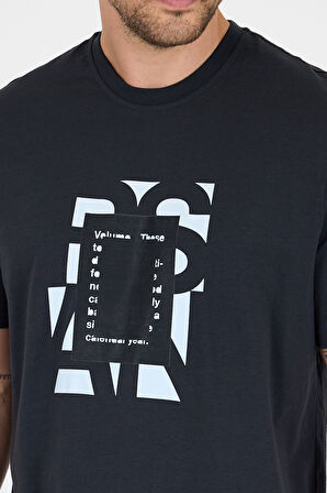 %100 Pamuk Bisiklet Yaka Baskılı Rahat Kesim, Nefes Alabilir Kumaş Erkek Tişört Basic Tişört 0102