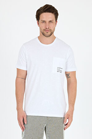 %100 Pamuk Sıfır Yaka Baskılı Rahat Kesim, Nefes Alabilir Kumaş Erkek Tişört Basic Tişört 0068