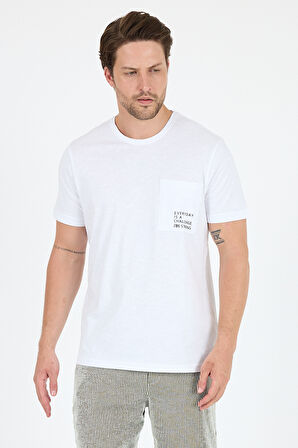 %100 Pamuk Sıfır Yaka Baskılı Rahat Kesim, Nefes Alabilir Kumaş Erkek Tişört Basic Tişört 0068