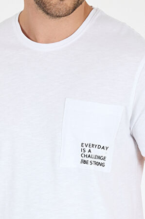 %100 Pamuk Sıfır Yaka Baskılı Rahat Kesim, Nefes Alabilir Kumaş Erkek Tişört Basic Tişört 0068