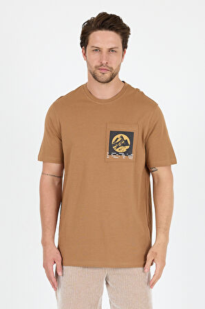 Erkek %100 Pamuk Cep Detaylı Baskılı Tişört – Bisiklet Yaka, Yazlık Model Erkek T-Shirt 0105