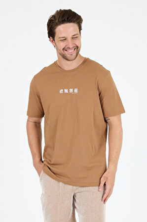 Erkek %100 Pamuk Bisiklet Yaka Kısa Kollu Baskılı T-Shirt  Rahat ve Şık Günlük Tişört 0106