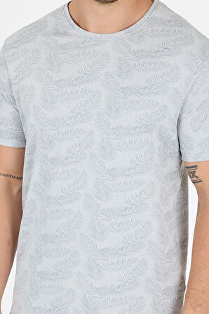 Erkek Bisiklet Yaka Desenli T-Shirt – %100 Pamuk – Rahat ve Şık Günlük Kısa Kollu Tişört 0115