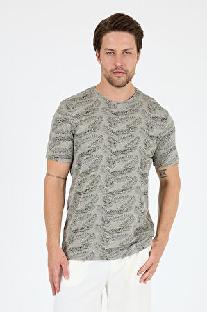 Erkek Bisiklet Yaka Desenli T-Shirt – %100 Pamuk – Rahat ve Şık Günlük Kısa Kollu Tişört 0115