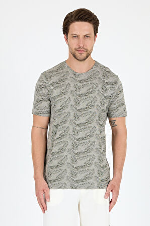 Erkek Bisiklet Yaka Desenli T-Shirt – %100 Pamuk – Rahat ve Şık Günlük Kısa Kollu Tişört 0115