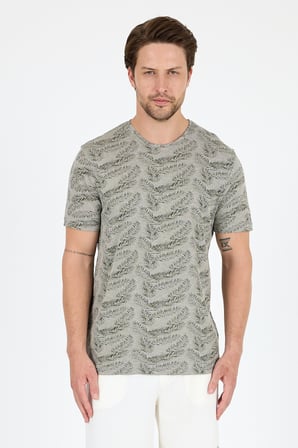 Erkek Bisiklet Yaka Desenli T-Shirt – %100 Pamuk – Rahat ve Şık Günlük Kısa Kollu Tişört 0115