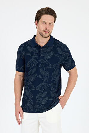 Erkek Polo Yaka Desenli T-Shirt – %95 Pamuk %5 Elastan – Şık, Esnek ve Rahat Kısa Kollu Tişört 0033