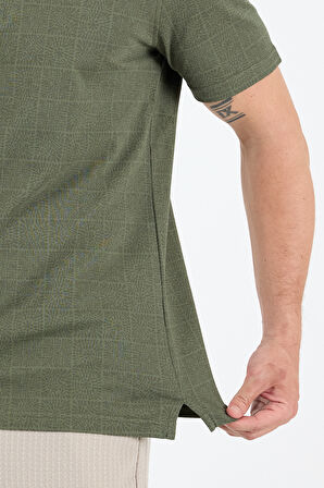 Erkek Polo Yaka Desenli T-Shirt – %95 Pamuk %5 Elastan – Şık, Esnek ve Rahat Kısa Kollu Tişört 0034