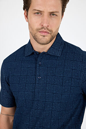 Erkek Polo Yaka Desenli T-Shirt – %95 Pamuk %5 Elastan – Şık, Esnek ve Rahat Kısa Kollu Tişört 0034